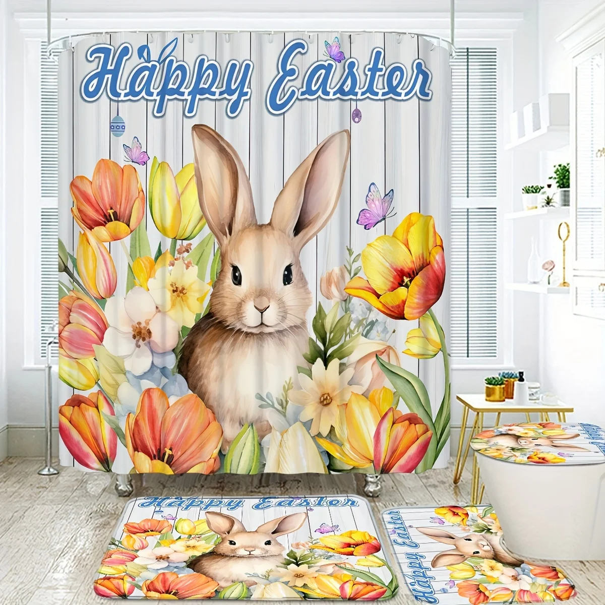 Bamboo Bath Mat - Ensemble de rideaux de douche à